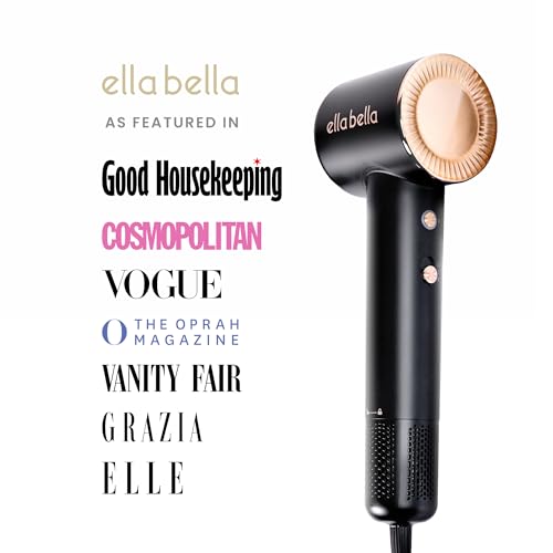 Ella Bella Compact Plasma Hair Dryer Black - Rapid Drying & Quiet Styling