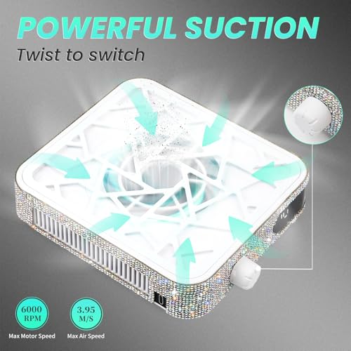 Mini Rechargeable Nail Dust Collector with White Finish - Powerful Suction & Portable Design