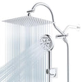 Square 12-Inch All Metal Rainfall Shower Head with Handheld Spray - Chrome Finish