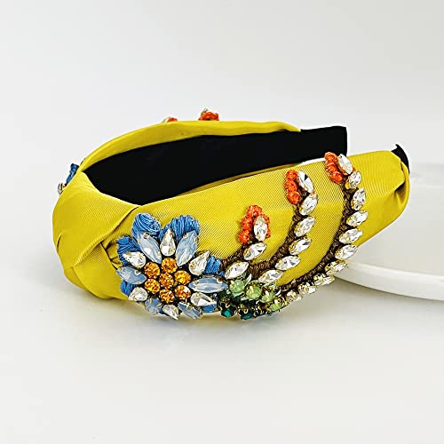 Rhinestone Crystal Headbands for Women Hair Accessories Jewelry - Yellow