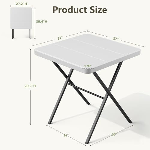 White Folding Table Set with 2 Chairs - Portable Heavy Duty Outdoor Picnic