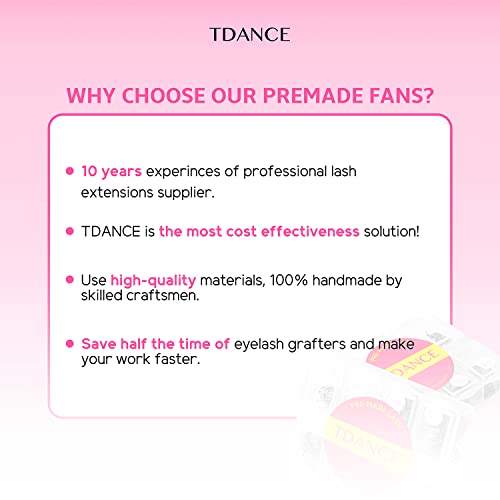 TDANCE 600 Fans Premade Fans Eyelash Extensions Natural & Volume Mixed Length Premade Lash Fans 5D-24D Handmade Promades Eyelash Fans C/D Curl Loose Fans(600-14D-0.03-C-8-15mm)