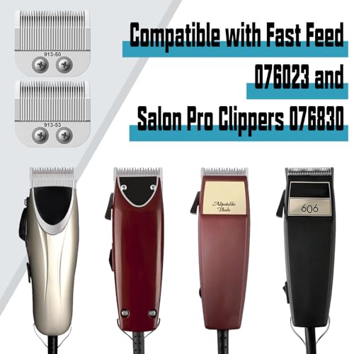 Fine Blade & Medium Blade Compatible with Oster Fast Feed 076023 and Salon Pro Clippers 076830 Blades Replacement,(Fine Blade+Medium Blade-2 Pack)