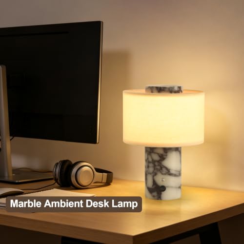 Calacatta Viola Marble Cordless Dimmable Table Lamp - Touch Control, 4000mAh
