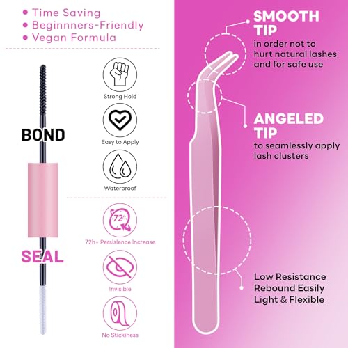 DIY Eyelash Extensions Kit - 280 Pcs Individual 30D & 40D Lashes (9-16mm) with Glue, Bond & Seal, Tweezers - Professional, Natural Look, Easy to Apply at Home