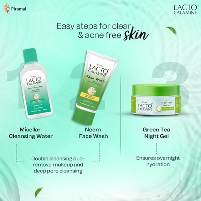 Lacto Calamine Micellar Water Makeup Remover with Aloe Vera, Green Tea and Niacinamide ? 3.38 fl oz (100 ml)