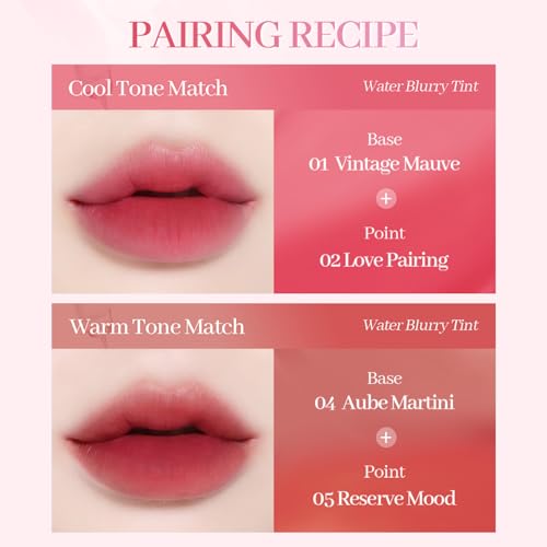COSNORI Water Blurry Tint - Vegan Blurry Lip Tint, Lightweight & Long-lasting, Moist-watery texture, Flawless blurred lip (04 Aube Martini)