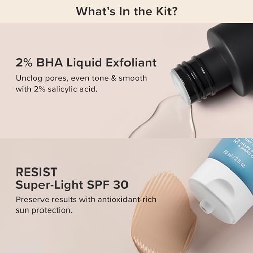 Paula's Choice 2% BHA Liquid Exfoliant & RESIST Super-Light Daily Wrinkle Defense SPF 30, Salicylic Acid for Enlarged Pores & Blackheads and Tinted Mineral Broad-Spectrum Sunscreen, Set of 2