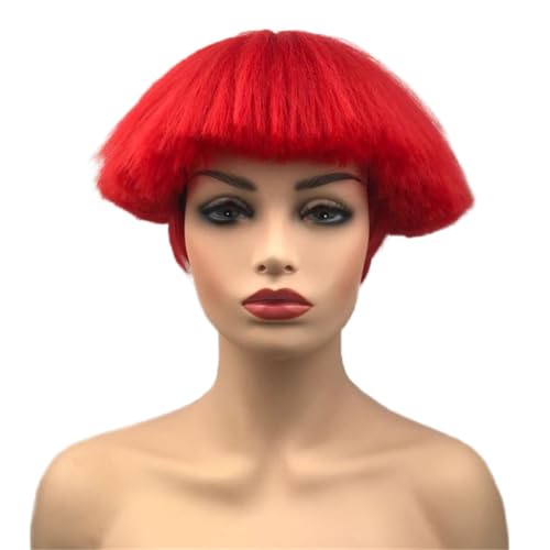 Aimole Short Yaki Straight Synthetic Wig 113 Red Mushroom Head Bowl Cut