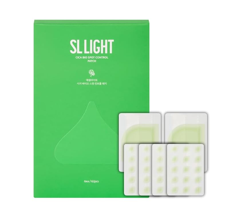 SLLIGHT Cica Hydrocolloid Acne Patches - Redness & Blemish Treatment, 62 Patches