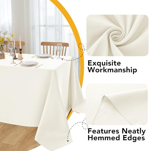 Ivory 10-Pack Tablecloths for Rectangle Tables 70 x 120 Inches - Wrinkle-Resistant