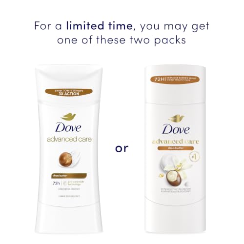 Dove Advanced Care Shea Butter Antiperspirant Deodorant Stick Pack of 4 - 2.6 oz