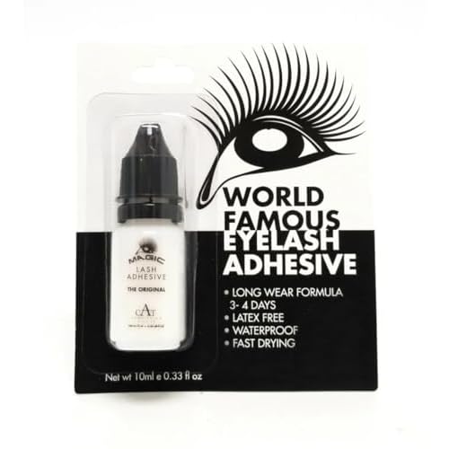 CAT Lash Adhesive, Lash Glue, 72+hr Extra Strong Long Lasting Wear Formula Waterproof Latex Free Fast Drying Eyelash Glue CAT (0.33 fl. OZ/ 10 ML)