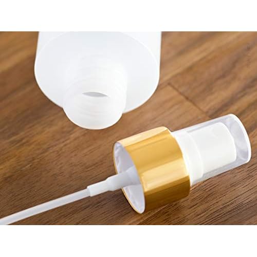 JUVITUS 8 oz Clear Natural Refillable Plastic Squeeze Bottle with Gold Metal Fine Mist Sprayer - (6 Pack)