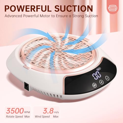 Cordless Nail Dust Collector for Salon & Home - White