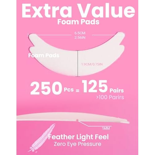 Eyepads for Lash Extensions (250 Pcs) - Akissos Non Slip Under Eye Patches, Foam Eye Pads Tape with Hypoallergenic Glue for Eyelash Extension|Lift|Tint|Remove, Lash Tech Must Haves Value Pack