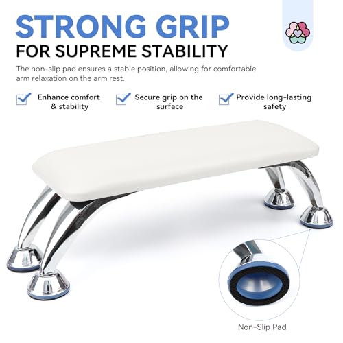 Professional Nail Arm Rest for Salon Manicure & Pedicure - 15.7" Big Support Cushion with Microfiber Leather