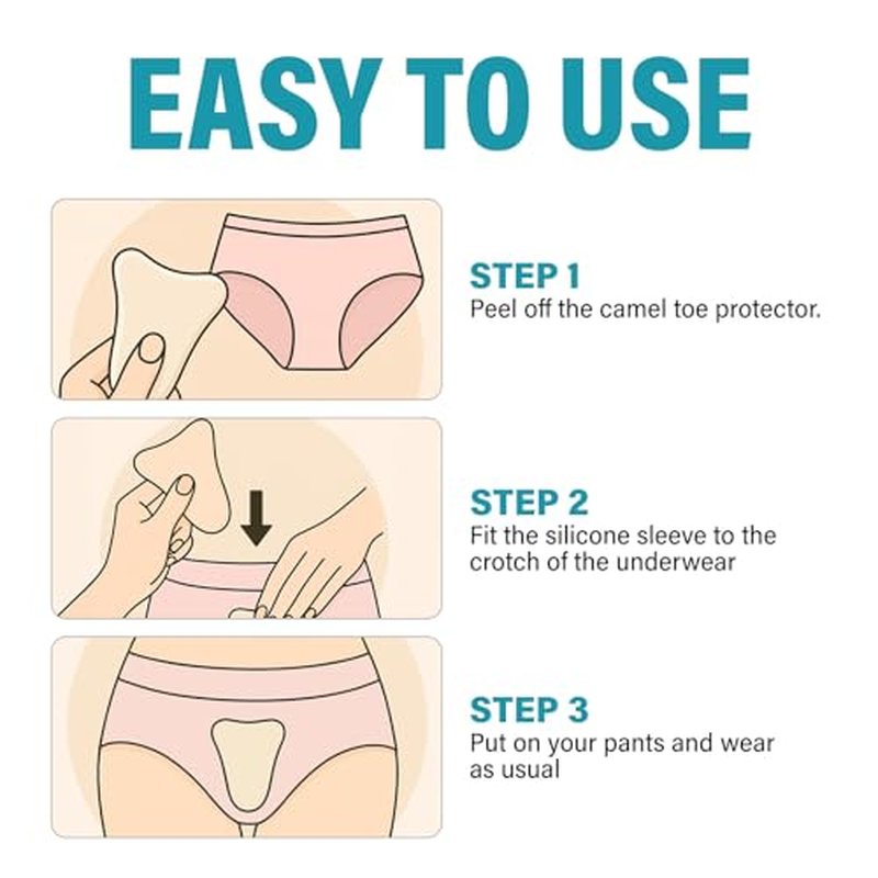 Camel Toe Concealer, 4PCS Camel Toe Underwear Cover Pad for Women, Reusasble and Washable Silicone Anti Camel Toe Insert for Leggings, Bikini, Swimsuits &Tight Clothes, Easy to Clean