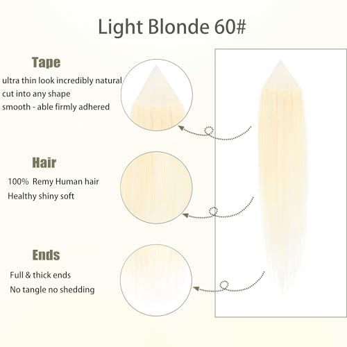 Blonde Human Hair Sideburns Loss Concealer 1x1 Inch - 60# Light Blonde