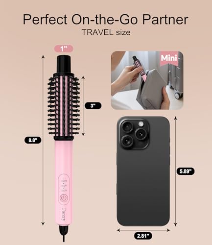 Farery Mini Thermal 1 Inch Curling Brush Pink for Short Hair Styling