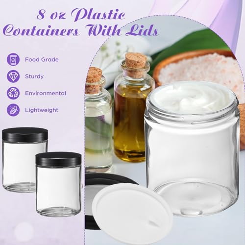 24 Pack 8 oz Clear Glass Candle Jars with Black Lids - Reusable Storage Containers