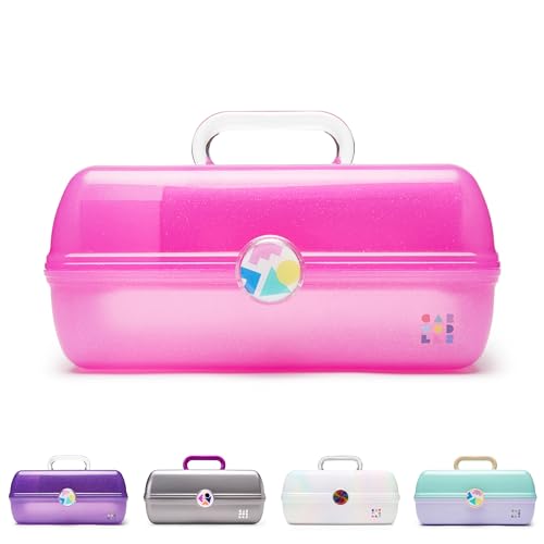 Pink Sparkle Makeup Organizer Case with Mirror & Secure Latch — Travel & Storage