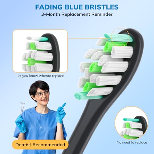 Replacement Toothbrush Heads for Philips Sonicare 16 Pack Black - Soft Bristles