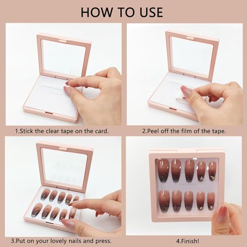 Pink 4.3 Inch 3D Floating Nail Display Box with 60 Double-Sided Tape – Press On Nail Packaging