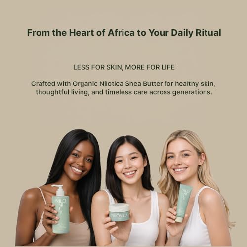 NILONICA Organic Nilotica Shea Body Butter 10.14 oz – Rich Moisturizing Lotion for Dry Skin