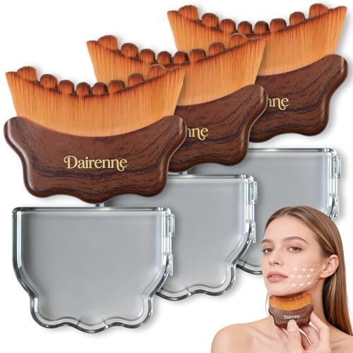3-Pack Lymphatic Face Contour Brushes for Facial Sculpting & Anti-Puffiness - Brown