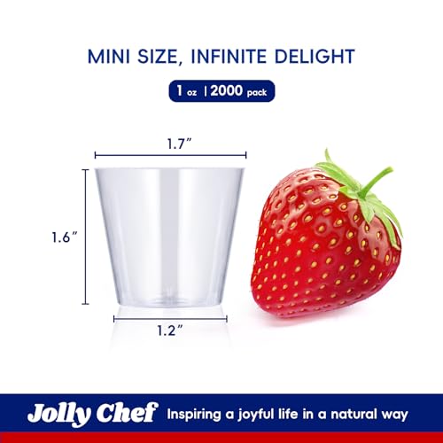 JOLLY CHEF 2000 Pack Clear Disposable Plastic Shot Glasses 1 oz - Mini Shot Cups