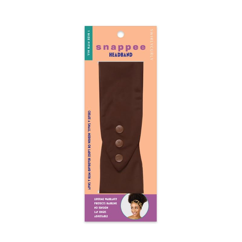 SwirlyCurly Women’s Brown No-Slip Adjustable Turban Headband for Curly & Natural Hair - Pack of 1