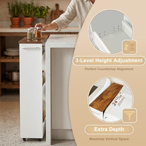 TEAMIX White 4-Tier Slim Rolling Storage Cart - Narrow Space Organizer