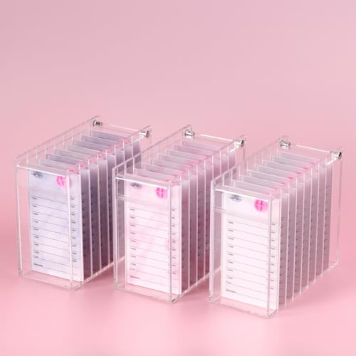 8 Layers Acrylic Eyelash Storage Organizer, Grafting False Eyelashes Display with 8 Pallets, Dustproof Cosmetic Beauty Extension Supplies (Marble White)