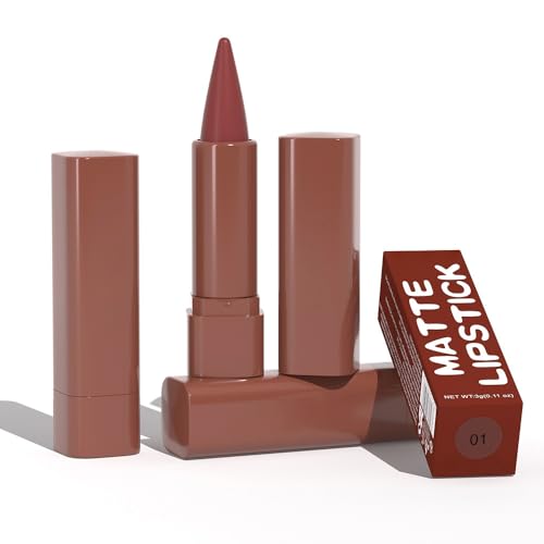 evpct 3Pcs Warm Brown Maroon Dark Wine Red Gradient Matte Lipstick Lip Liner Crayon Combo Pencil Set for Women Long Lasting, Cream Lip Liner and Lipstick Combo Makeup£¬Flawless Gradual Ombre Effect