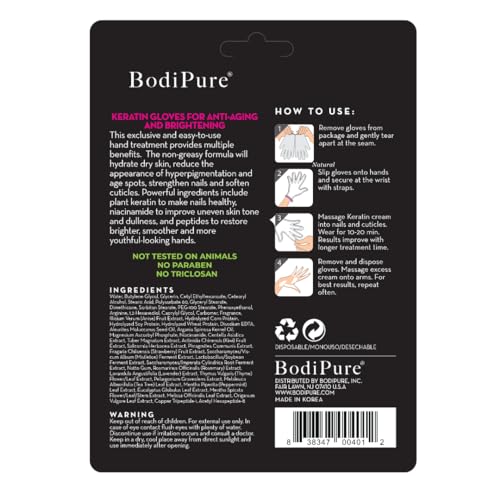 Bodipure Hand Mask 12 Pack - Premium Keratin Deep Moisturizer for Soft, Youthful Hands