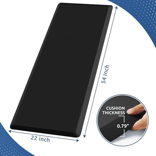 8 Inch Thick Anti-Fatigue Kitchen Mat Cushioned Floor Rug - Black 54"L x 22"W