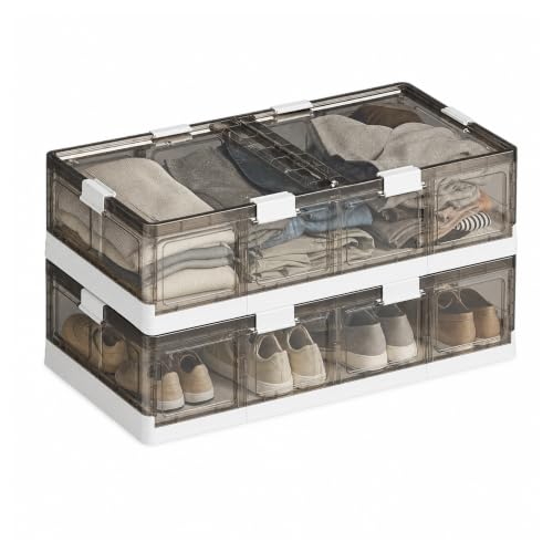 2-Pack Under Bed Storage Containers with Wheels - Foldable Plastic Boxes with Lids, 31.9x16.1x8.1 Inches
