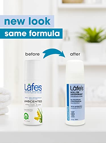 Lafe's Natural Deodorant Unscented 3oz Roll-On - 4 Pack, Aluminum & Baking Soda Free