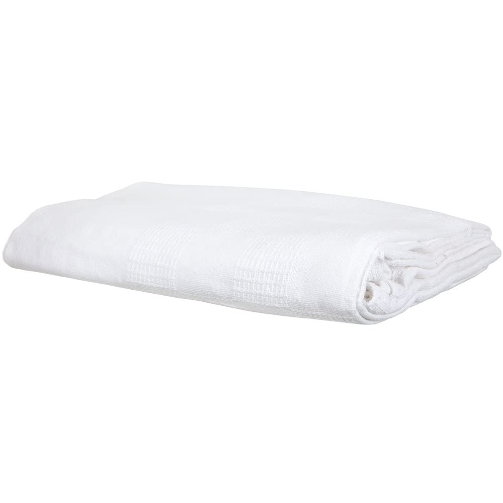 ForPro Professional Collection Premium Checker Weave Thermal Massage Blanket, 100% Cotton, for Massage Tables, Beds, Sofas, 66" x 90", White