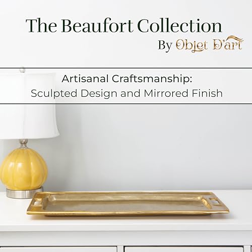 Beaufort Rectangular Gold Bar Tray Set of 2 - Elegant Decorative Home Accent