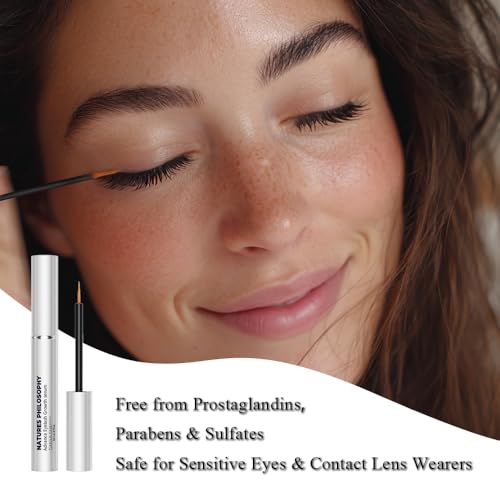 NP NATURES PHILOSOPHY Lash Brow Growth Serum, Prostaglandin-Free Eyelash Liquid for Thicker Longer Fuller Natural Lashes, Peptide Eyelash Eyebrow Enhancing Serum - S?rum De Pesta?as Crecimiento 3ml