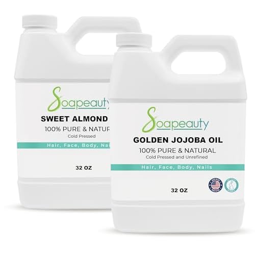 Golden Jojoba Oil & Organic Sweet Almond Oil Bundle | 100% Pure & Natural | Carrier for Essential Oils | Moisturizer for Face, Skin, Hair, Body | DIY Projects¡¦