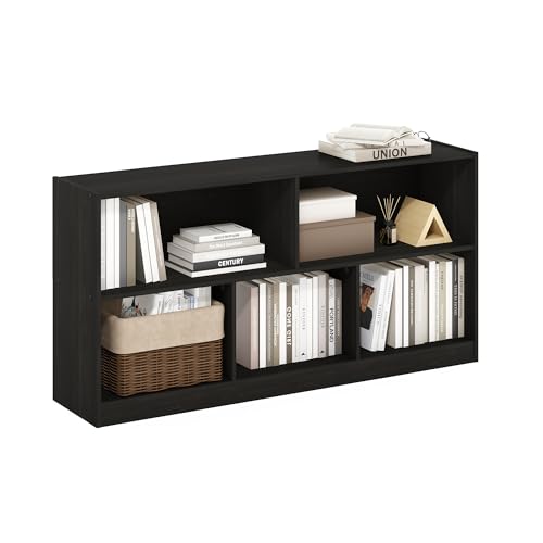 Furinno Daly Espresso 5-Cube Bookcase - Modern Horizontal Storage Organizer