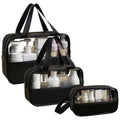 Clear Makeup Bag, Large Clear Toiletry Bag for Travel, Portable Toiletry Bag for Men, Water-repellent Travel Bag Set of 3 (Solid Black)