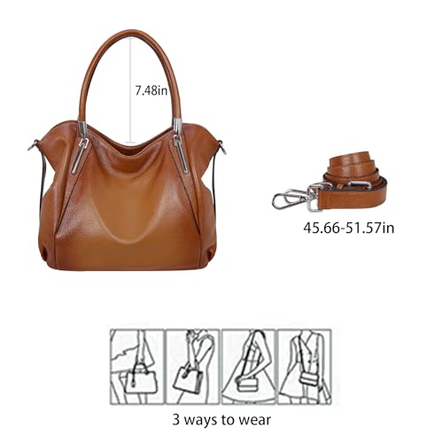 HESHE Leather Shoulder Tote Bag for Women - Sorrel Variant