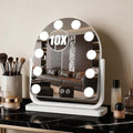 Rechargeable 14x12 Inch Lighted Vanity Mirror with 10 Bulbs and 10X Magnification - White
