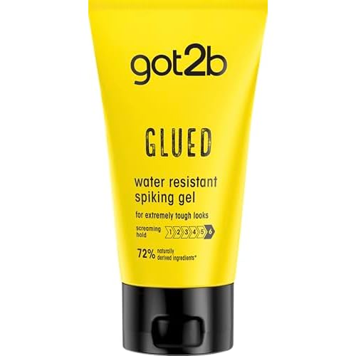 got2b Glued Water Resistant Spiking Gel 150 ml, Glued Spiking Gel for up to 72h Ultra Strong Hold, Water & Sweatproof, For Extreme Hairstyles, Vegan* Formula