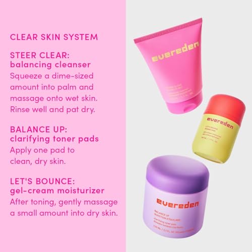 Evereden Teen Toner Pads with Mandelic Acid & Niacinamide - Sensitive Skin, Dermatologist-Tested, 30 Count - Toner Pads