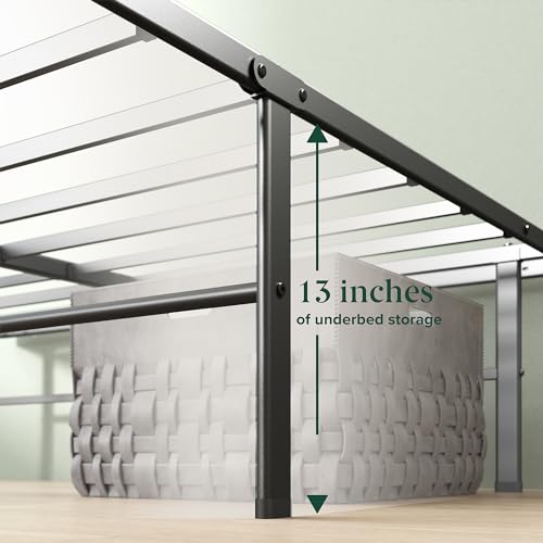 Black King Zinus Rumi Metal Bed Frame with Under-Bed Storage, No Box Spring Needed, Quick Assembly